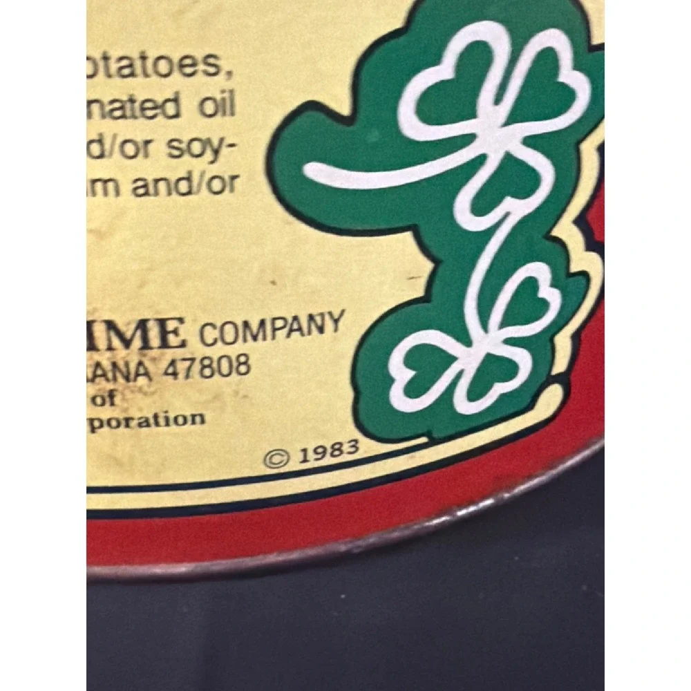 Kitty Clover Potato Chips Tin Vintage 1983 Red 14oz Good Condition Advertising